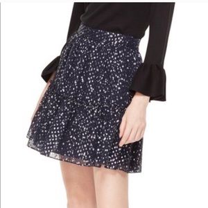 Kate Spade navy blue silk skirt silver dot NEW 2